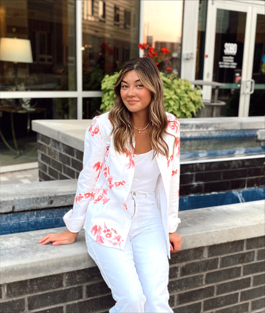 Floral in Coral Women's Flannel Shirt